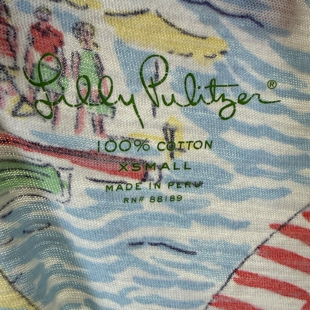 Lilly‎ Pulitzer Top T Shirt Sz XS Preppy Sailboat Coastal Cotton Casual Nautical - Picture 3 of 10